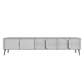 Modern TV Stand With Marble Top And Two Tone Cabinet Doors