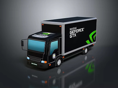 Black Commercial Truck Exterior With NVIDIA GeForce GTX Text And Green Logo 3d model