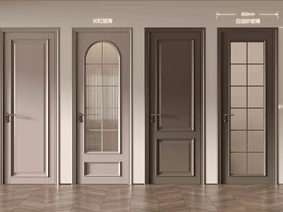 Various Styles Interior Swing Doors Design With Glass Panels And Wooden Frames 3d model