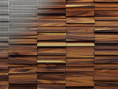 Wooden And Metal Wall Panel Design With Slatted Texture And Natural Wood Finish 3d model