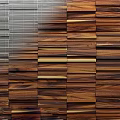Wooden And Metal Wall Panel Design With Slatted Texture And Natural Wood Finish