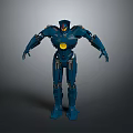 Blue Robot Character With Mechanical Armor Yellow Core And Humanoid Structure 3d model