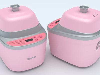 Two Pink Dolis Kitchen Appliances With Stylish Design And Digital Control Panel 3d model
