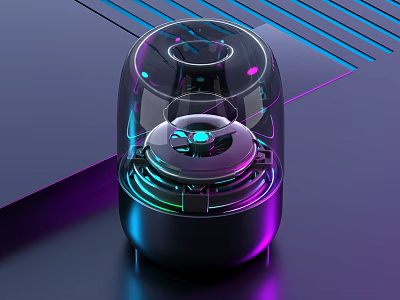 Modern Transparent Headphone Speaker With Colorful LED Lights And Sleek Design 3d model