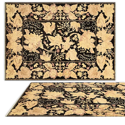 Traditional Square Carpet With Intricate Floral Patterns And Classic Design Elements 3d model