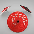 Traditional Japanese Umbrellas With Red White And Black Patterns And Designs