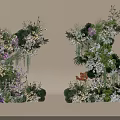 Floral Display Installations With Colorful Flowers Green Foliage And Hanging Vines