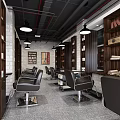 Modern Beauty Hair Salon Interior With Wooden Reception Desk White Brick Wall And Pendant Lights