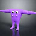 Purple Cartoon Creature Character With Big Eyes Stretchy Arms And Soft Texture
