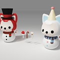 Ornaments Ali Christmas Snowman Doll Handmade Anime Doll 3d model