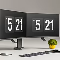 Modern computer dual-screen monitor 3d model