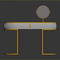 Elegant Modern Dressing Table With White Countertop And Golden Round Mirror