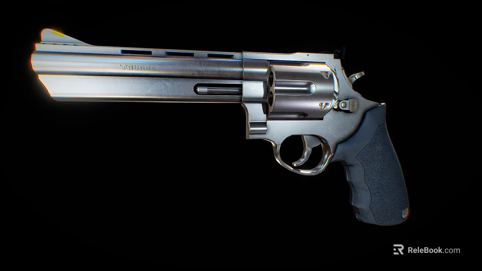 Colt Silver Revolver Handgun With Black Grip Detailed Chrome Finish Close Up View 3d model 