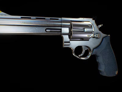 Colt Silver Revolver Handgun With Black Grip Detailed Chrome Finish Close Up View 3d model