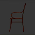 Elegant Stylish Red Wooden Chair With Curved Backrest Armrest And Upholstered Seat