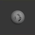Captivating Lunar Landscape With Textured Surface And Blue Water Reflection On Gray Gradient Background