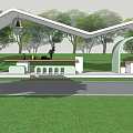 Modern Corridor Square Structure 3d model