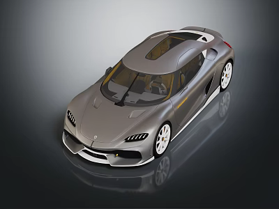 Silver sports car featuring sleek aerodynamic exterior and modern design elements 3d model