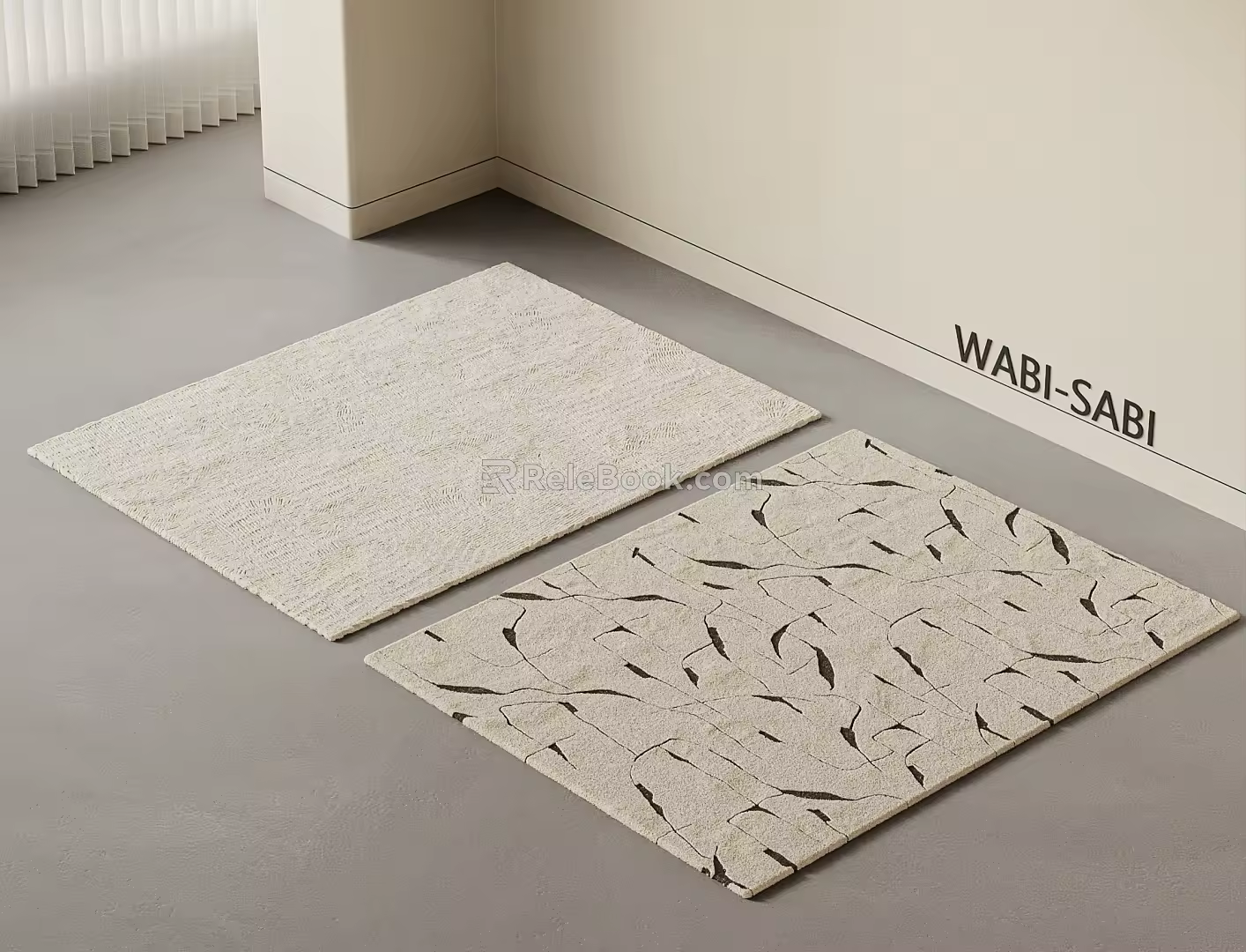 Modern Cream Style Carpet Combination Black and White Carpet Plush Carpet 3d model
