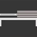 Functional Outdoor Bench With Metal Frame Wooden Slat Backrest And White Table Top