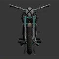 Vintage Black And Turquoise Motorcycle With Side Box Headlight And Classic Design