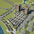 Aerial Planning of Residential Community With High Rise Buildings Green Spaces And Waterfront