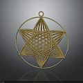 Gold Furniture Decorative Pendant With Star Shape Circular Frame And Intricate Woven Design
