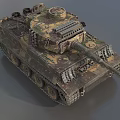 Military Camouflage Armored Tank Featuring Detailed Tracks Turret And Mesh Armor
