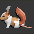 Low Poly Style Game Movie Character Orange White Squirrel With Big Tail And Ears