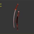 Traditional Japanese Katana With Red Handle And Black Sheath Featuring Golden Accents