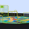 Interactive Sports Zone With Round Court Multi Sports Colorful Sections And Basketball Area