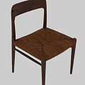Minimalist Single Chair Design With Wooden Frame Woven Seat Slim Legs And Curved Backrest