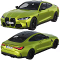 Lime Green BMW M4 Two Door Coupe With Black Wheels And Sporty Exterior Design