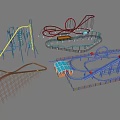 Colorful Amusement Playground Rides With Various Roller Coaster Tracks And Structures 3d model