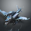 Futuristic Mechanical Airplane 3D Model With Shark Head Design Metallic Wings And Engines