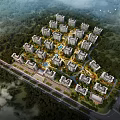Modern Residential Buildings With Central Water Feature Surrounded by Lush Greenery