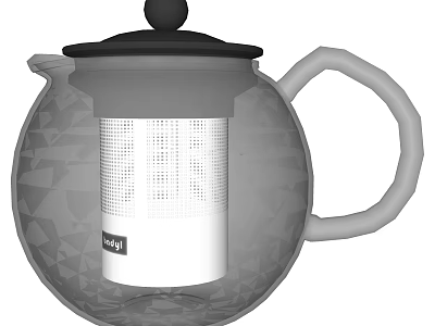 Transparent Glass Teapot with Black Lid Geometric Patterns and White Infuser by Bodum 3d model