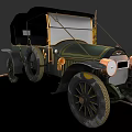 Vintage Classic Car With Green Body Gold Accents And Black Open Top