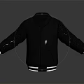 Gray Casual Baseball Jacket With Leather Sleeves And Ribbed Collar Cuffs Hem
