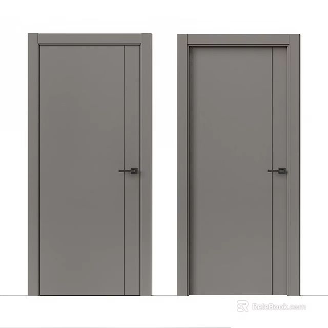 Simple Gray Hinged Doors With Modern Design For Interior Spaces 3d model 