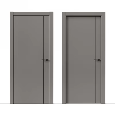 Simple Gray Hinged Doors With Modern Design For Interior Spaces 3d model