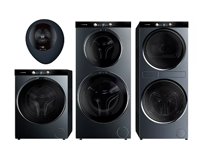 Black Front Load Washing Machines With Modern Design And Various Styles 3d model