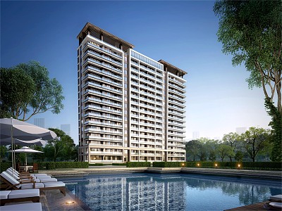 New Chinese-style Residential Building High-rise Residential Building 3d model