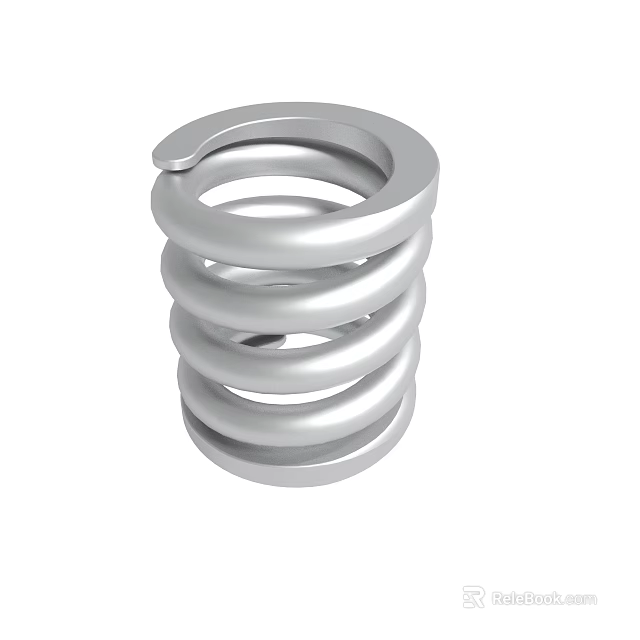 High Quality Metal Coil Compression Spring With Multiple Coils And Shiny Surface 3d model 