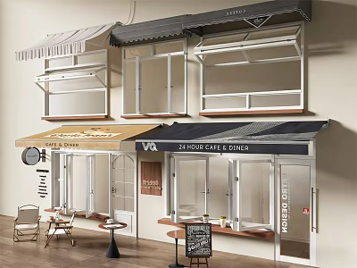 Two Story Shop Front Design With 24 Hour Cafe Studio And Outdoor Seating 3d model