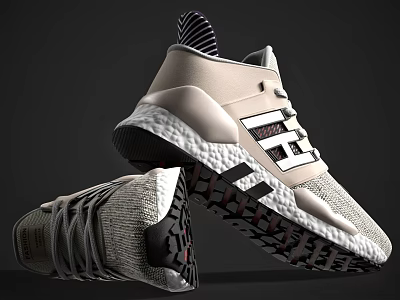 Stylish Modern Athletic Sneakers With Textured Midsole And Lacing Details 3d model Stylish Modern Athletic Sneakers With Textured Midsole And Lacing Details 3d model