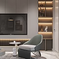 Modern Living Dining Room Interior With Curved Sofa Floor Lamp Coffee Table and Wall Art