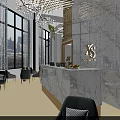 Elegant Wedding Dress Store Interior With Marble Reception Counter And Chandelier Lighting