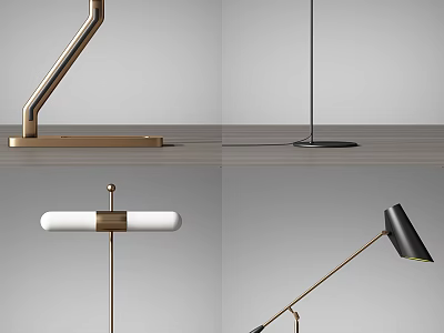 Modern Table Lamps with Diverse Metal and Wooden Designs for Home Office Use 3d model