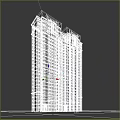 Modern High Rise Residential Building Exterior With Uniform Windows And Blue Sky Background